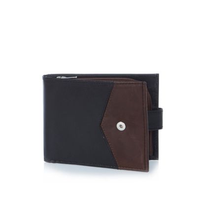 Black leather block colour wallet